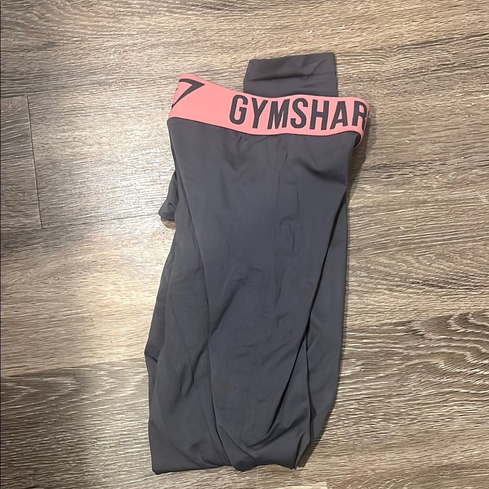 Gymshark Women’s Grey Leggings with Pink Waistband